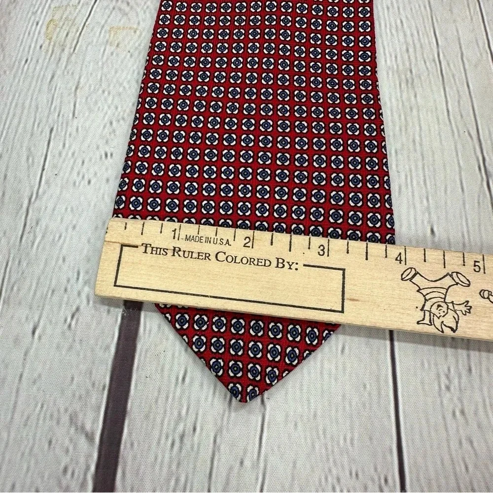lauren ralph lauren hand finished silk tie red navy preppy business